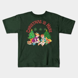 Green and Red Vintage Christmas Kids T-Shirt